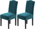 H.VERSAILTEX Velvet Dining Chair Covers Stretch Chair Covers for Dining Room Set of 2 Parson Chair Slipcovers Chair Protectors Covers Dining, Soft Thick Solid Velvet Fabric Washable, Deep Teal