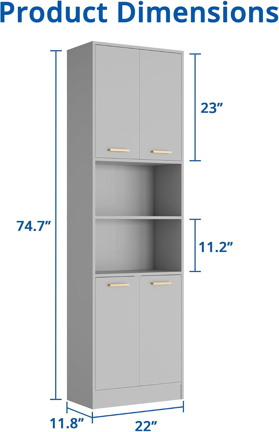 Cozy Castle Kitchen Pantry Cabinet, 75" Tall Wood Storage Cabinet with D...