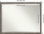 Amanti Art Grey Wall Mirror 33x43 Edwin Clay Grey Rectangle Bathroom Mirror for Wall Decor Living Room, X-Large Casual Wood Frame, Hangs Horizonally and Vertically, Bathroom Decor, Beveled Edge