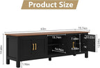 ARTPOWER 63 Inch TV Stand for Living Room TVs up to 75", Farmhouse Entertainment Center with Storage, Black TV Console with Cabinet, Under TV Cabinet for Bedroom