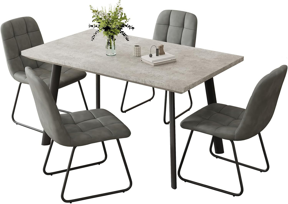 ZckyCine 46.5" Modern Grey Dining Table Set for Small Spaces, 5-Piece Se...