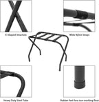 Folding Luggage Rack, Heavy Duty Metal Suitcase Stand with Nylon Straps, Collapsible Luggage Rack for Guest Room Space-Saving Luggage Organizer for Bedroom & Hotel