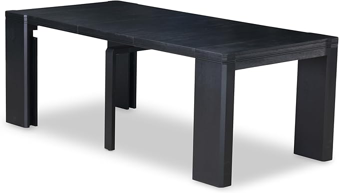X12MZ-0C6-50 - 14-Pc Dining Room Table Set a Rectangular Table with a coffee table and 12 Dark Gotham Grey Linen Fabric Dining Chair, 39x120 Inch, Wire Brushed Black