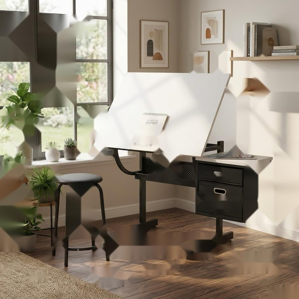 White Tabletop Adjustable Drafting Drawing Table for Crafting, Reading, Writi...
