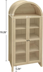 70.28 Inch High Arched Kitchen Pantry, Wooden Kitchen Storage Cabinet with Adjustable Shelves for Dining Room, Living Room, Entryway