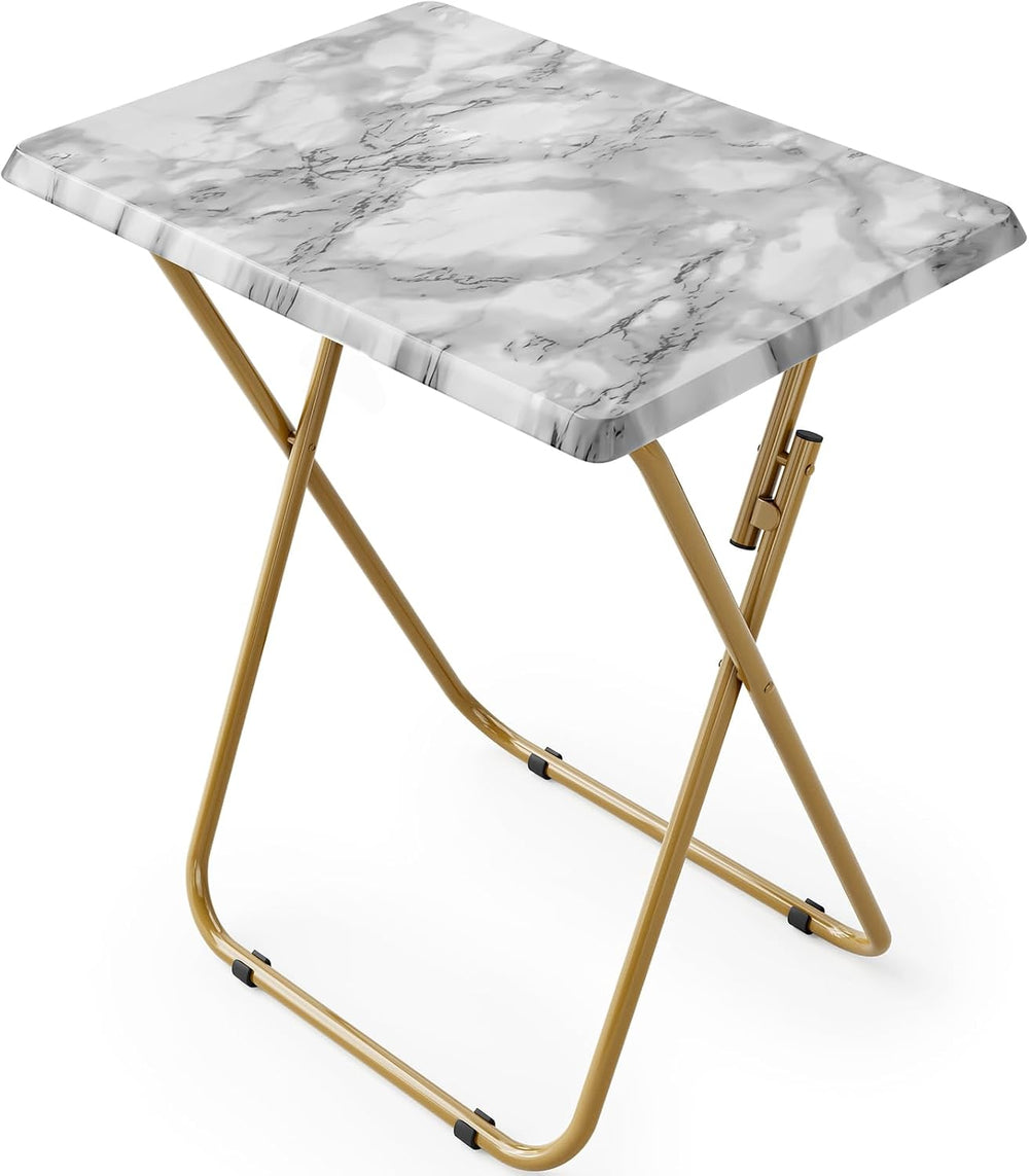HUANUO Folding TV Tray Table, No Assembly TV Tray with Marble-Look Top | Vers...
