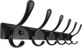 SKOLOO Coat Rack Wall Mounted - 6 Hooks, Heavy Duty, Stainless Steel, Metal Wall Hanger, Sturdy Coat Hooks for Hanging Coats, Jacket, Clothes, Hats - Black