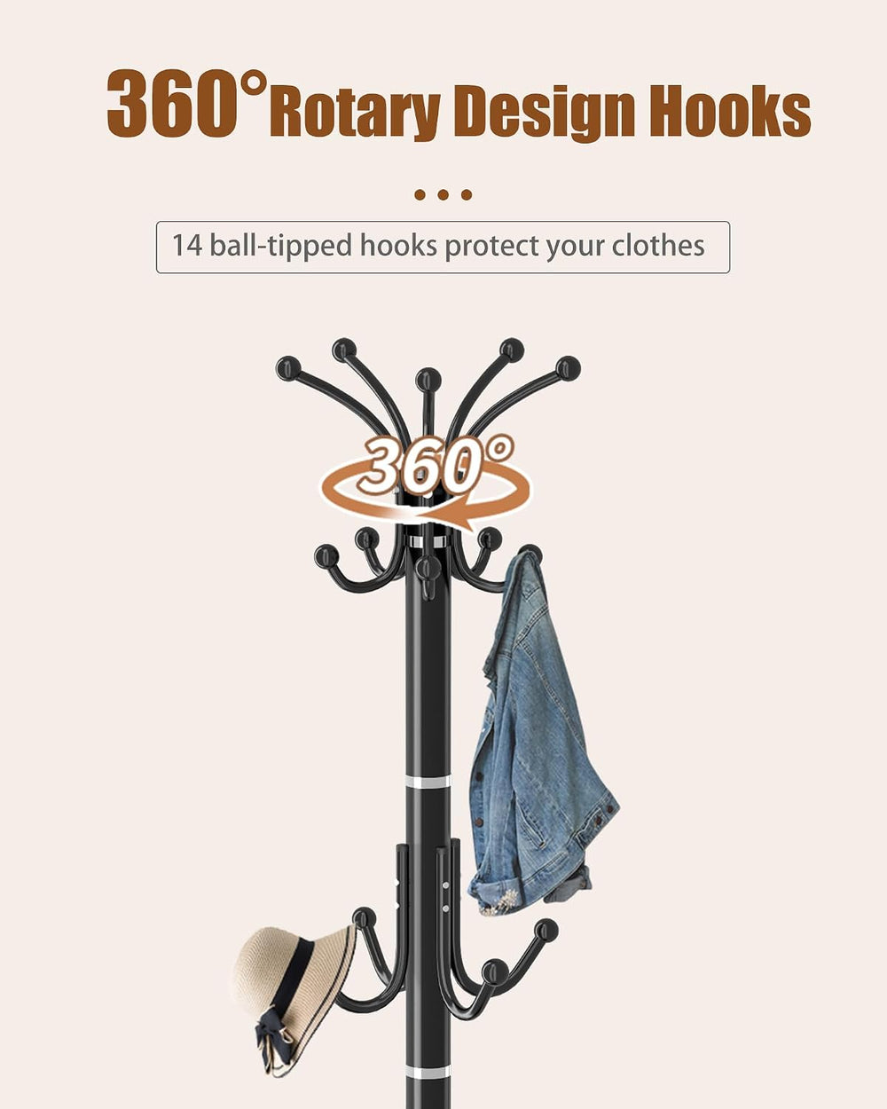Snaikor Metal Coat Rack Stand with Natural Marble Base, Modern Coat Rack Free...