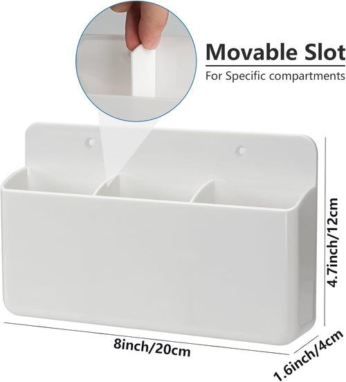 2 Packs Remote Control Holder 3 Slot Wall TV Remote Holder Self Adhesive Marker Holder, Wall Pen Holder Stroage for Home Office School (White)