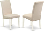 East West Furniture LGBA5-LWH-01 5 Piece Dinette Set Includes a Rectangle Dining Table with Butterfly Leaf and 4 Cream Linen Fabric Parson Dining Room Chairs, 42x84 Inch, Linen White