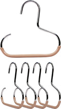 MAWA by Reston Lloyd Scarf, Shawl, Belt, and Accessory Organizer, Non-Toxic Metal Hanger with Grip Coating, Easy Access Open Hook, Model G-1, Space-Saving Design, Set of 5, Latte