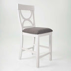 Poundex 5 Piece Counter Height Dining Set in White and Gray
