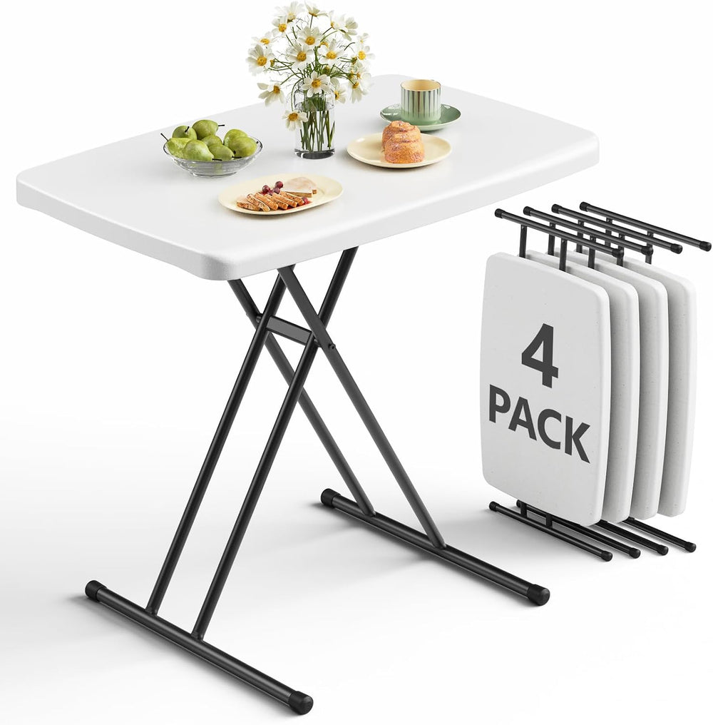 Folding Table 30 Inch - 4pack,Small Desk Adjustable Height TV Tray for Laptop...