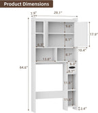 Shintenchi Over The Toilet Storage Cabinet, Bathroom Storage Cabient with Barn Doors, Bathroom Storage Shelf Organizer with Toilet Paper Holder, Adjustable Shelf and Anti-Tip Device, White