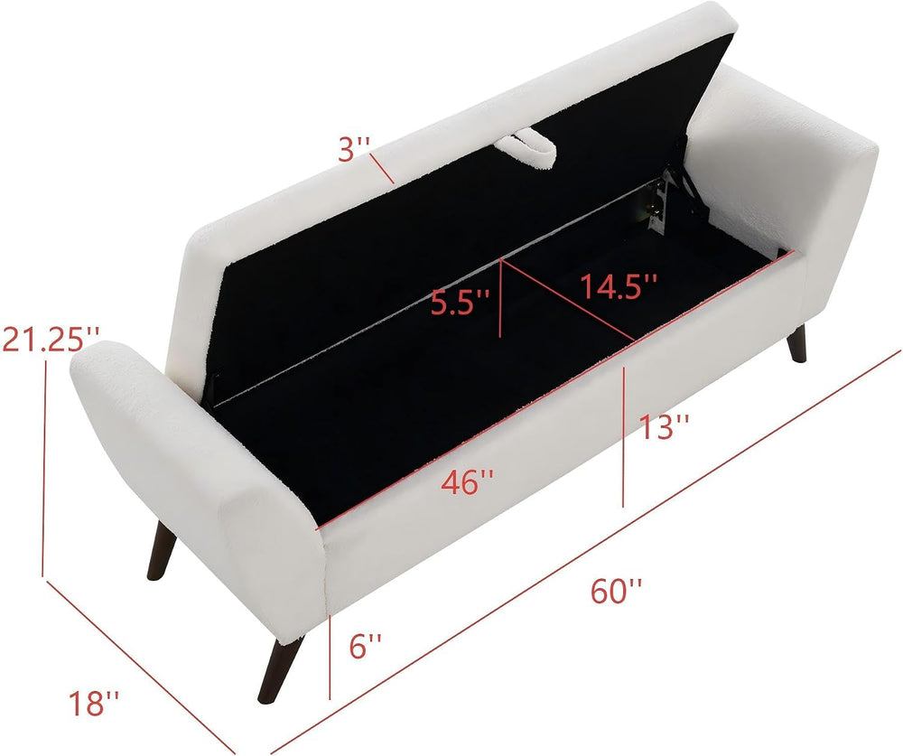 GDFStudio 60" Storage Bench with Seat & Hidden Storage, Teddy Fabric...