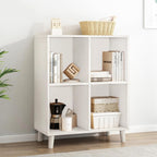 IOTXY Open Cube Low Bookcase - 2-Tier Freestanding Storage Display Cabinet Organizer with Legs for Home Office, 4-Cubes Open Shelf Short Bookshelf, White