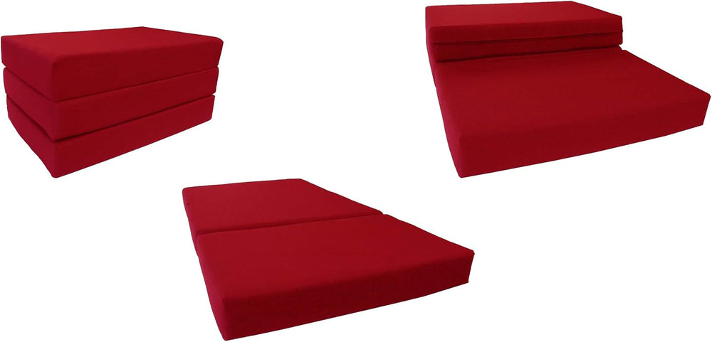 D&D Futon Furniture Red Trifold Foam Beds, Shikibuton, Tatami Cushion Top...