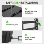 USX MOUNT Corner TV Wall Mount with 31.22" Long Arm for 26-65 Inch TVs up to 80 lbs, Full Motion TV Wall Mount Bracket with Swivel and Tilt, Max VESA 400x400mm fit Most 32 40 42 43 50 55 60 65 TVs