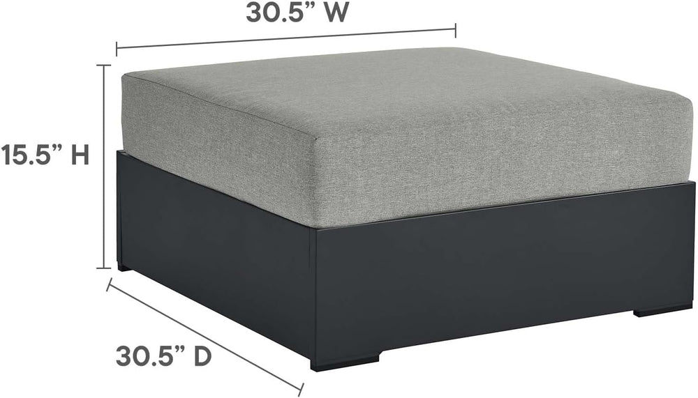 Modway Tahoe Aluminum Ottoman Gray with Weather-Resistant Cushion-Ideal as Ou...