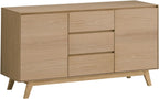 Oak Veneer Storage Cabinet, Dining Cabinet, Two Doors, Three Drawers, Spacious Storage Area,for Kitchen