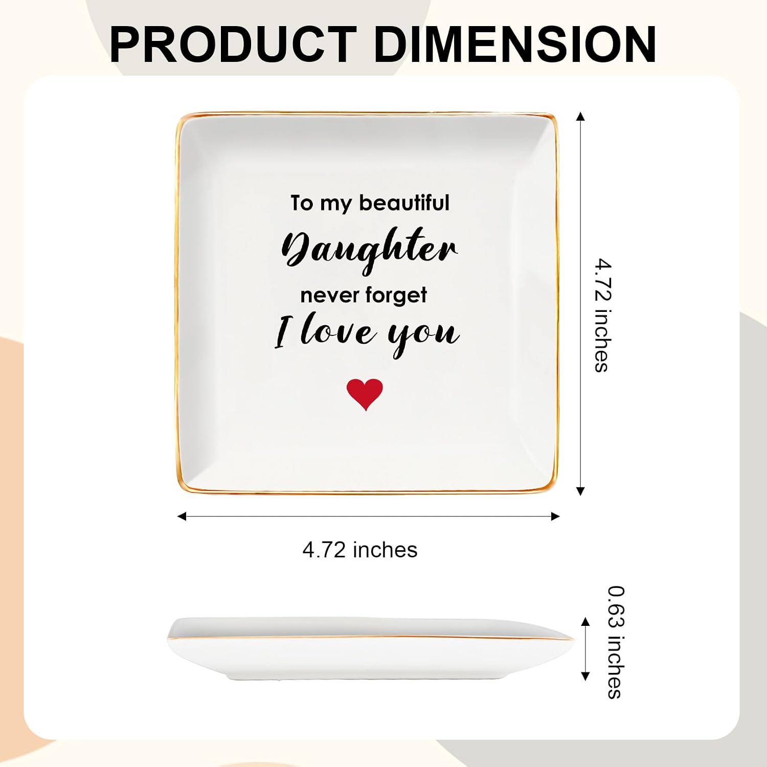 Aelciyue Gifts for Daughter Christmas - Birthday Mothers Valentines Day Inspirational Going Away Long Distance Gifts for Daughter from Mom Dad Daughters Adult Ceramic Jewelry Dish Trinket Dish