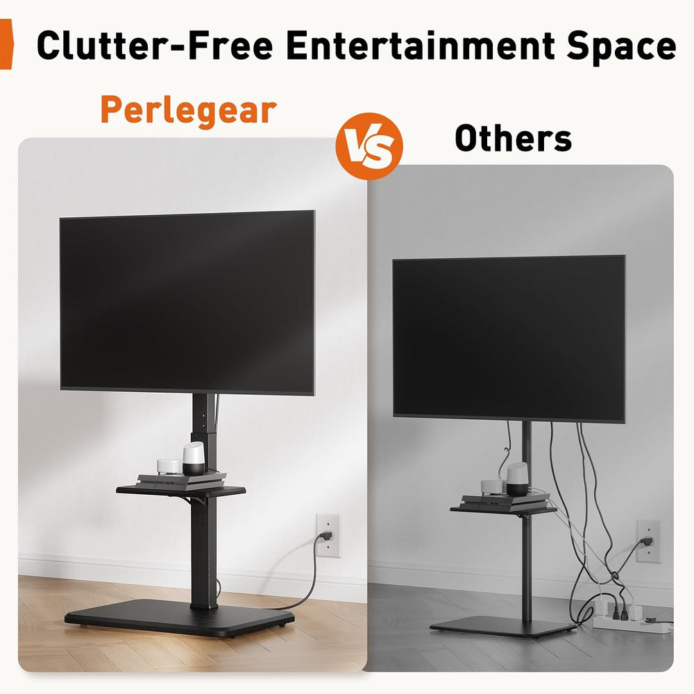 Perlegear Floor TV Stand with Power Outlet, Universal TV Stand for 32-75 inch...