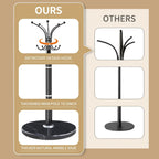 Metal Heavy Duty Coat Rack Stand, Modern Freestanding Coat Rack with Natural Marble Base, 360° Roraty Coat Racks with 16 Hooks, Black Coat Hall Tree Hanger Stand for Entryway, Office