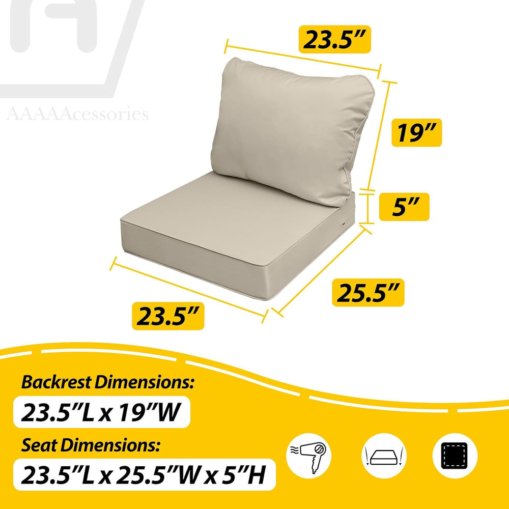 AAAAAcessories Outdoor Chair Cushions, 23.5 x 25.5 x 5 + 19 in, Set of 1