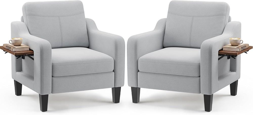 Accent Chairs Set of 2 for Living Room, Mid-Century Upholstered Armchair with...
