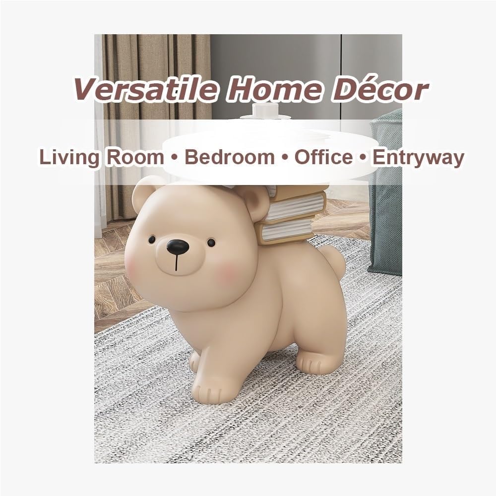 Decorative Sculpture Side Table, Floor Couch Table with Tray Tabletop, End Ta...