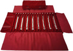 Portable Jewelry Roll Untangled Secure Necklace Travel Storage Bag Displays Holder 16 Chain (Burgundy)