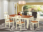 East West Furniture QUKE7-WHI-W 7 Piece Dining Room Furniture Set Consist of a Rectangle Kitchen Table with Butterfly Leaf and 6 Dining Chairs, 40x78 Inch, Buttermilk & Cherry
