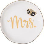 Spegiffu Mrs. Ring Dish Trinket Jewelry Tray Ring Holder Engagement Gifts for Couples Newly Engaged, Bridal Shower Gifts for Bride to be Her Wedding Gifts for Newlyweds Bachelorette Future MRS Gift