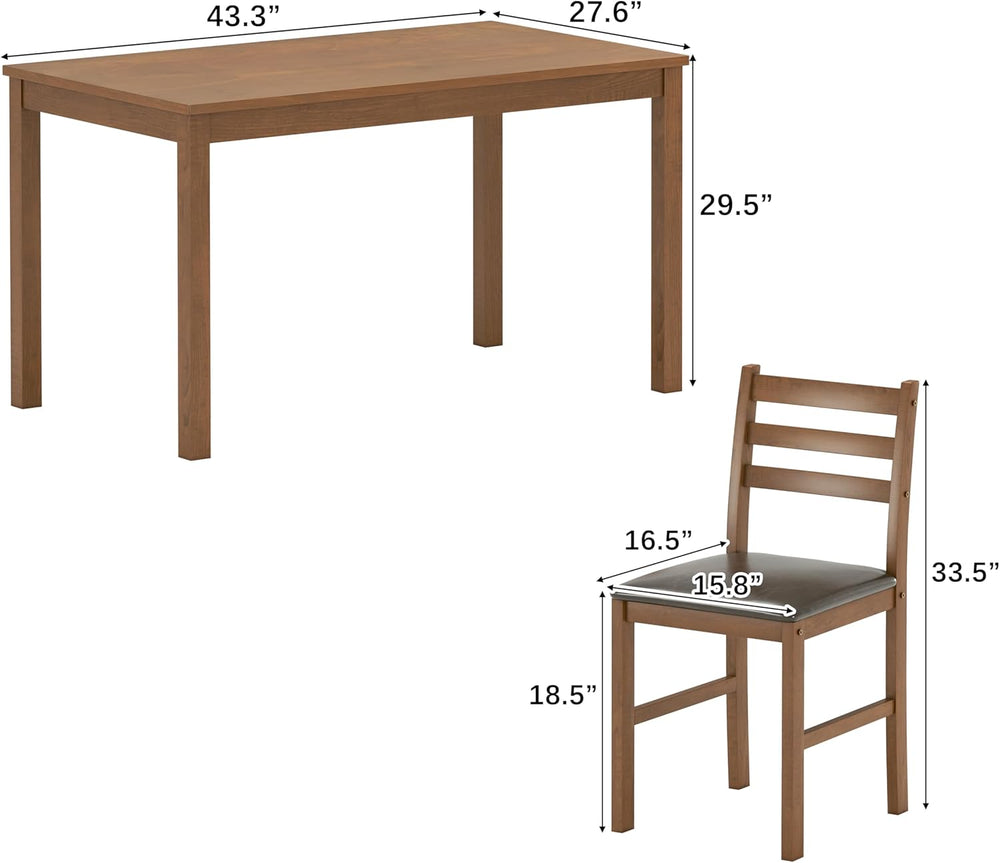 WiberWi Dining Table Set for 4, Solid Wood Kitchen Table and Chairs Set of 4,...