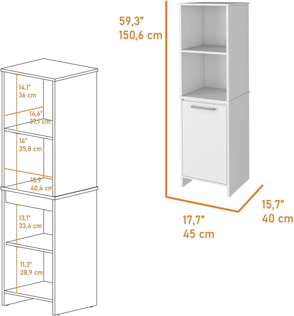 Kitchen Pantry, Two External Shelves, Single Door Cabinet, Two Interior Shelv...