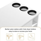4ever2buy Hair Salon Station for Hair Stylist, Salon Wall Station with Barber Cabinet, Barber Stations Equipment Hair Dryer Holder, Drawers (White)