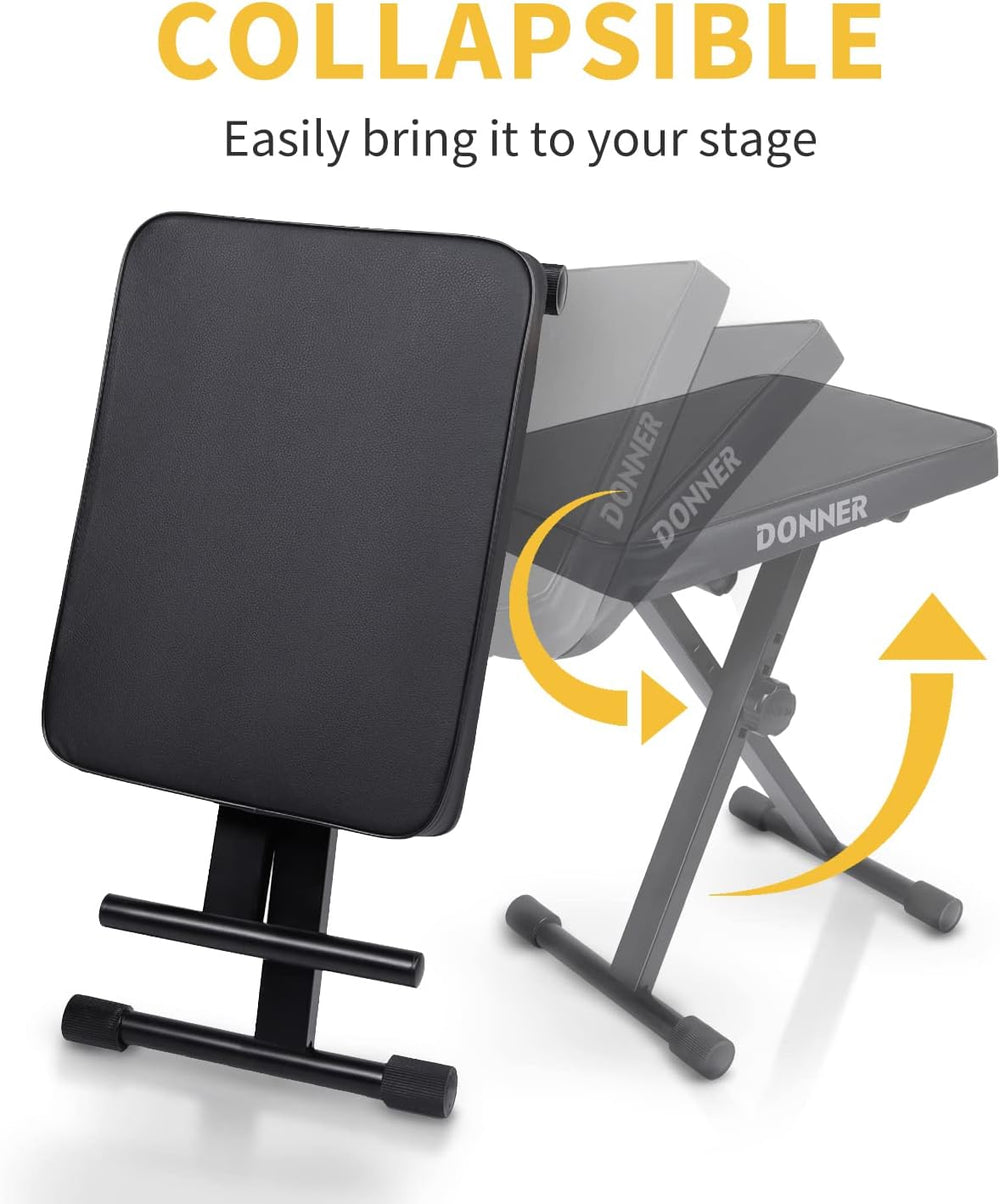Donner Piano Bench, Adjustable Keyboard Bench Portable Stool Collapsible Chai...