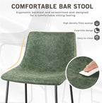 LEMBERI 26 inch Bar Stools Set of 2, Modern Counter Height Bar Stools, Faux Leather Barstool with Back and Metal Leg, Armless Bar Chairs for Kitchen Island (Green, 2pcs 26")