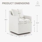 Upholstered Dining Chairs Set of 1, Washable Cover Modren Deskchair with 4 Casters & Hidden Storage for Dining Room, Living Room, Home Office, Cream, 1 Box