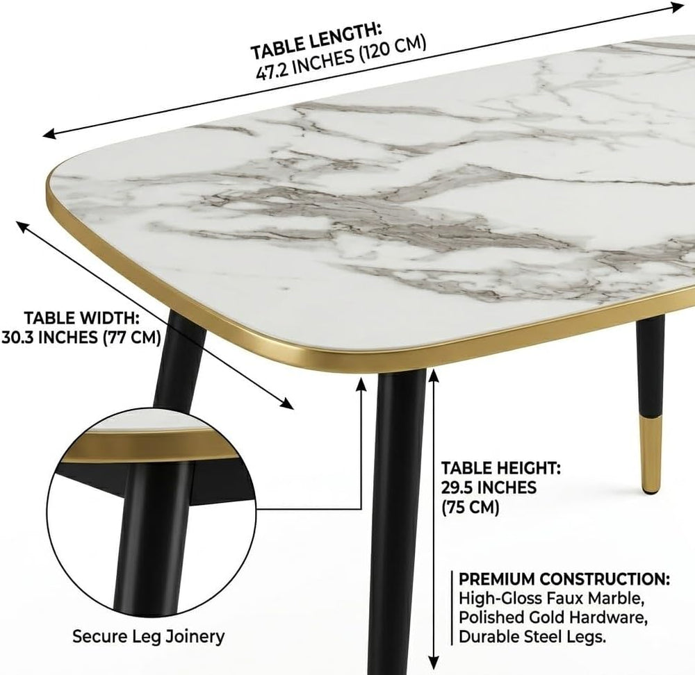HIPIHOM 47''Dining Table Set for 4,Modern Wood Dining Table,Leather D...