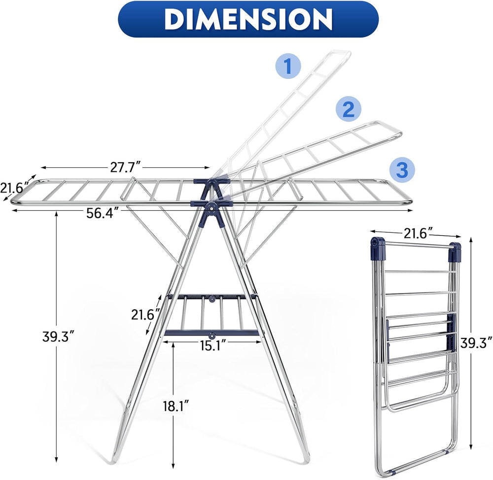 APEXCHASER Stainless Steel Clothes Drying Rack, Drying Rack Clothing with Hei...