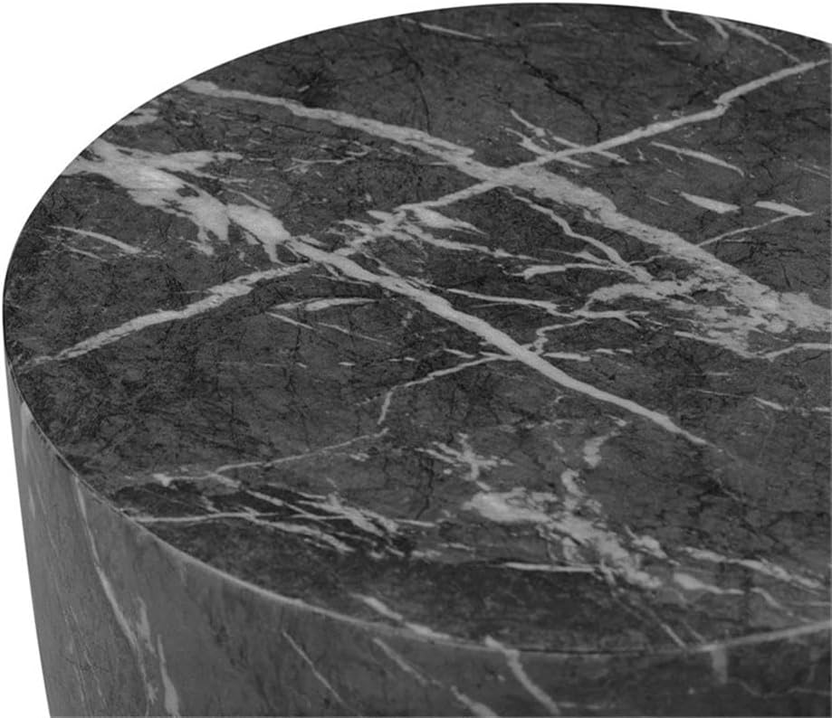 Pemberly Row Contemporary Faux Marble Side Table, Black Finish, Handmade, Wat...