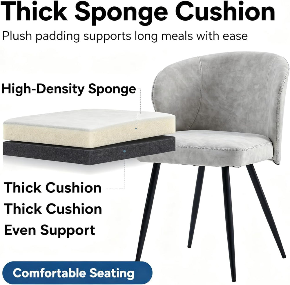 Dining Chairs Set of 4, Mid-Century Style, Sturdy Metal Legs, High-Resilience...