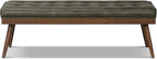 POLY & BARK 55" Tufted Leather Bed Bench for Bedroom End of Bed - Living Room Entry Way Bench - Pure Italian Leather Upholstery with a Solid Wood Frame - Ottoman Bench with Wooden Legs - Olivine Green