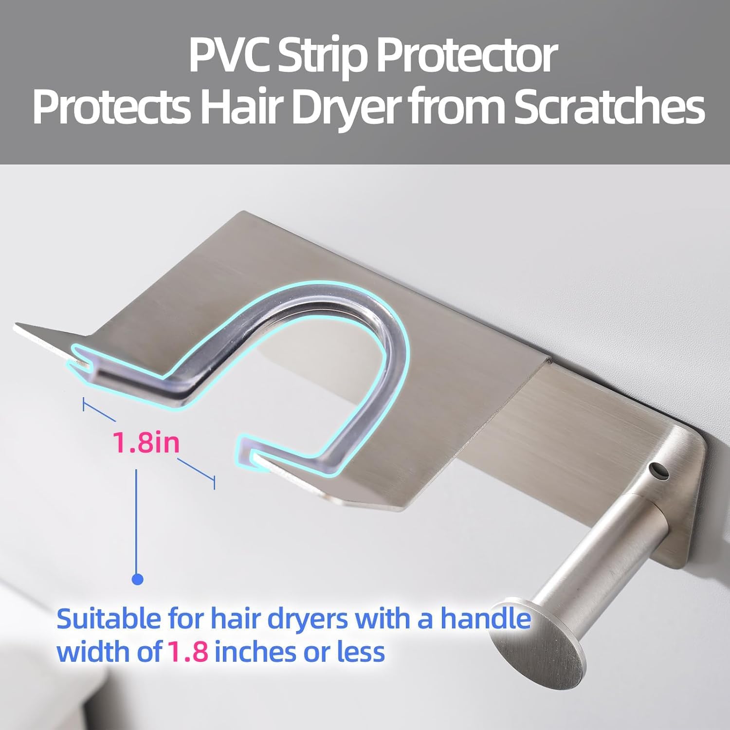 Hair Dryer Holder, Hair Dryer Holder Wall Mounted, Self Adhesive Blow Dryer Holder, Stainless Steel Dyson Hair Dryer Holder, Hairdryer Holder for Bathroom BANJEKT