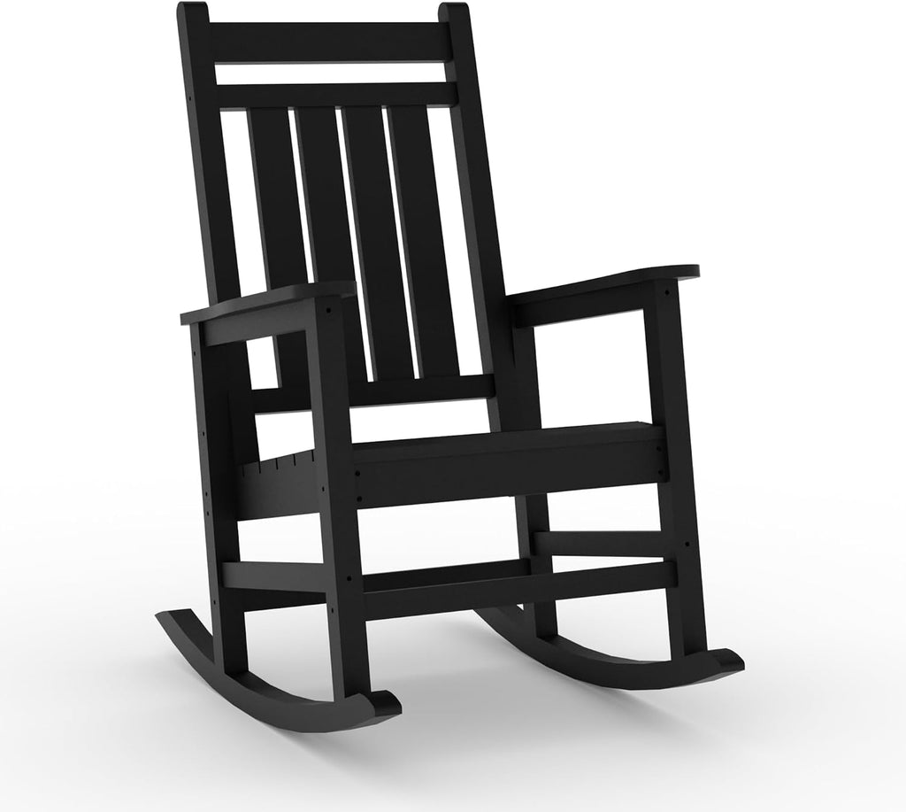 Outdoor HDPE Rocking Chairs, HDPE Oversized Patio Rocking Chairs, All Weather Resistant Porch Rocker, Heavy Duty Front Plastic Rockers for Outside