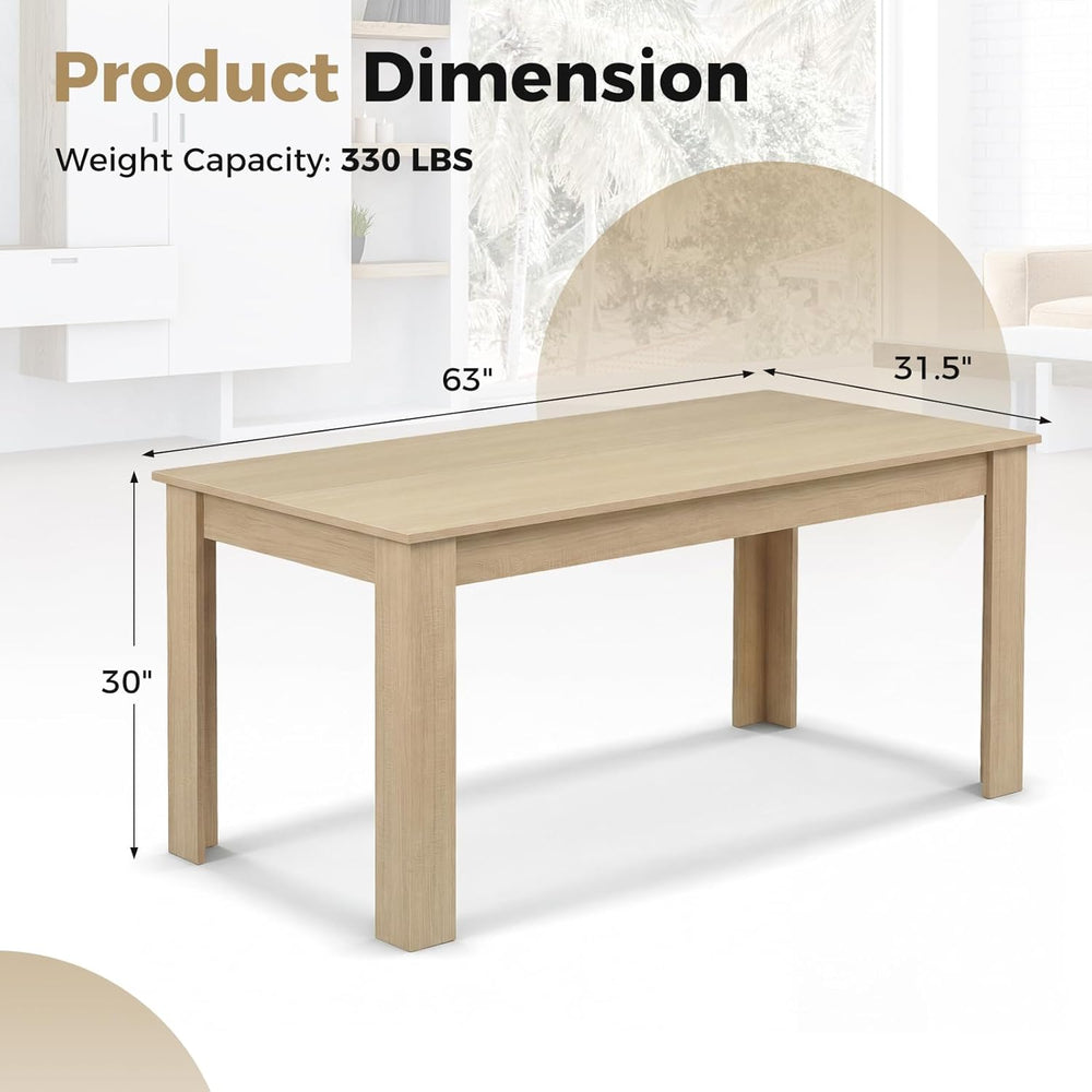 COSTWAY 63”Rectangular Dining Table for 4-6 People,Farmhouse Dinette with Lar...