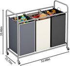 LINZINAR 3-Bag Laundry Basket Sorter Laundry Hamper Cart with Heavy Duty Rolling Lockable Wheels and Removable Bags (Assorted)