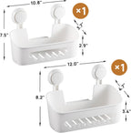 LEVERLOC Shower Caddy Suction Cup Shower Shelf Basket Suction Pack of 2 One Second Installation Removable Powerful Bathroom Organizer Max Hold 22lbs Shower Storage Plastic