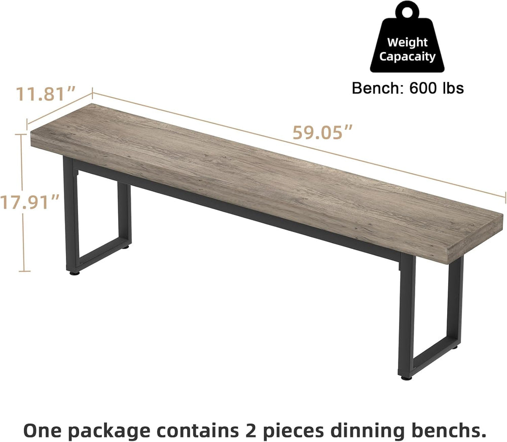 STHOUYN 59” Dining Bench Pair of 2 for 6-8 Person, Farmhouse Indoor Kitchen T...